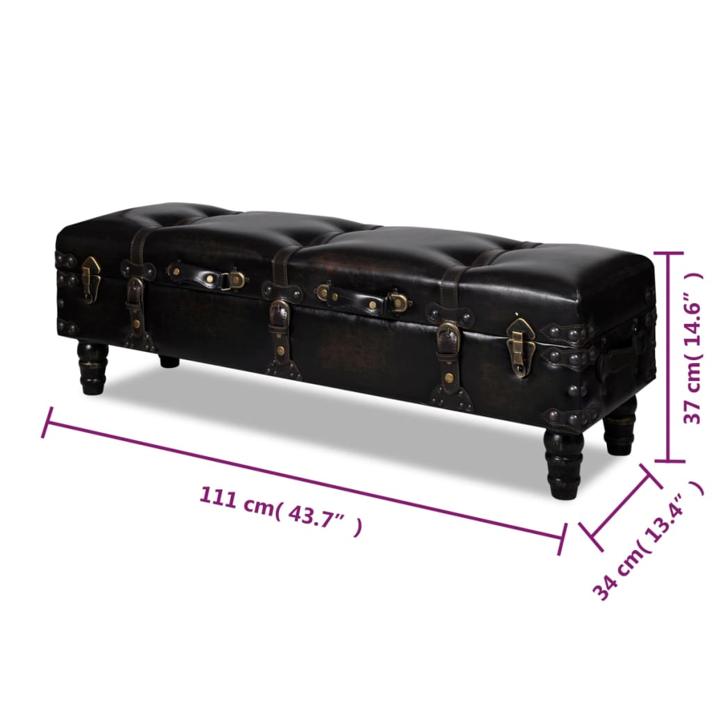 storage-bench-43-7-dark-brown-solid-wood-pine-faux-leather At Willow and Wine USA!