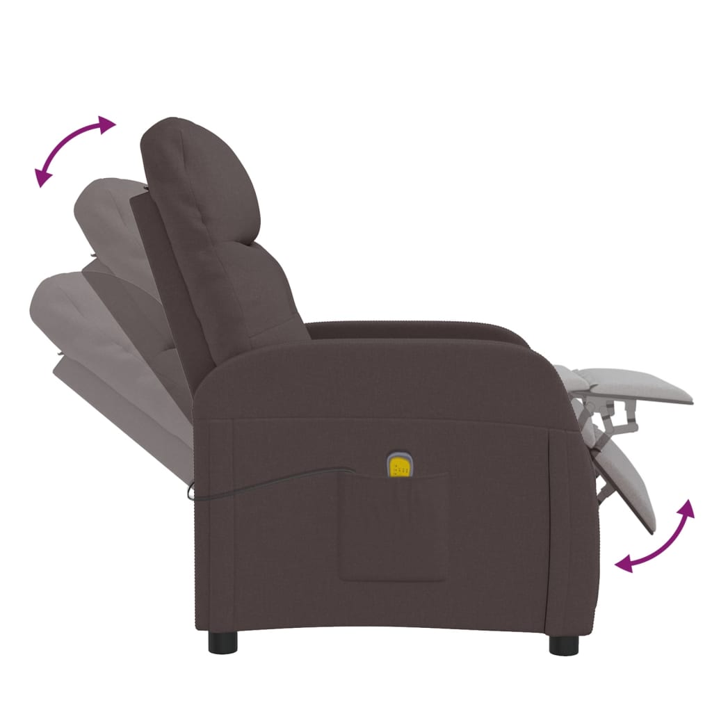 Massage Chair Dark Brown Fabric