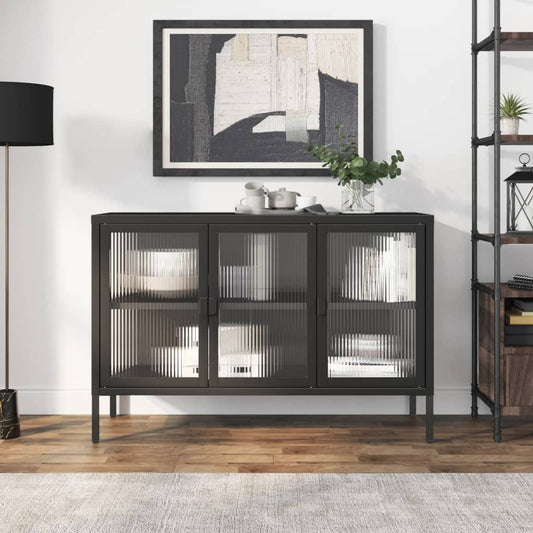 sideboard-black-41-3-x13-8-x27-6-glass-and-steel At Willow and Wine USA!