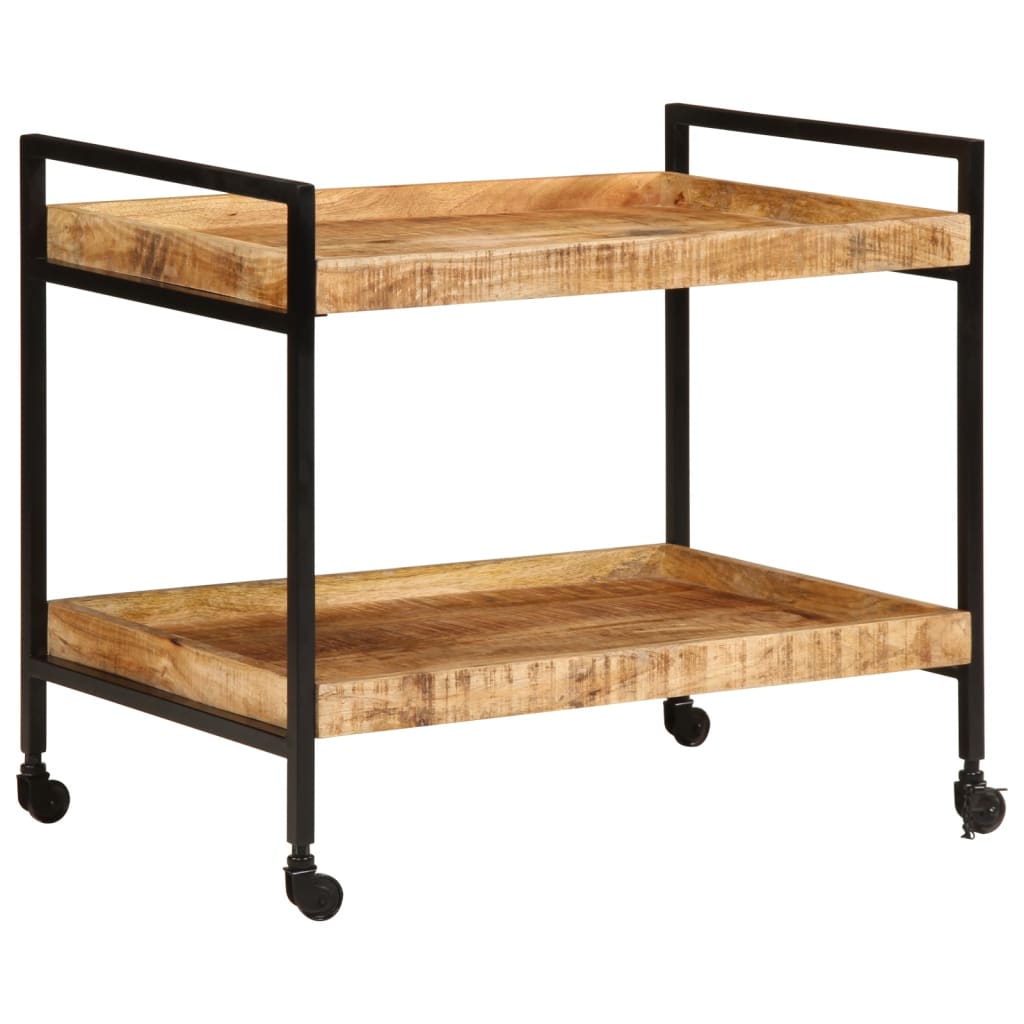 Kitchen Trolley 31.5"x21.7"x27.6" Solid Rough Wood Mango