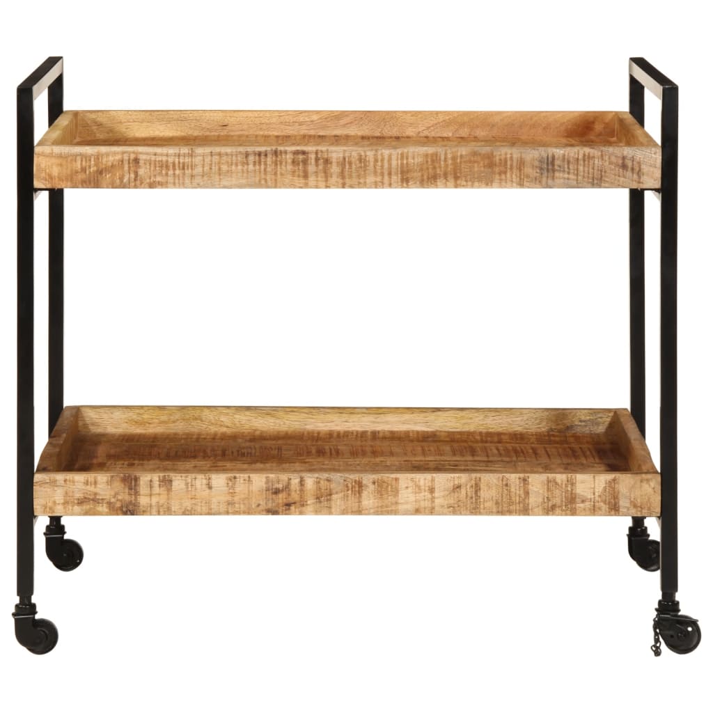 Kitchen Trolley 31.5"x21.7"x27.6" Solid Rough Wood Mango