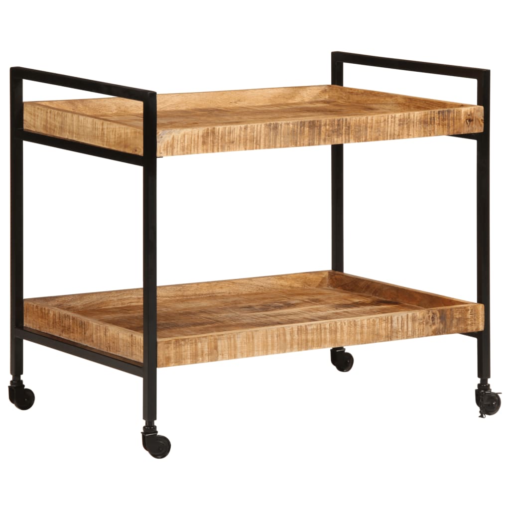 Kitchen Trolley 31.5"x21.7"x27.6" Solid Rough Wood Mango