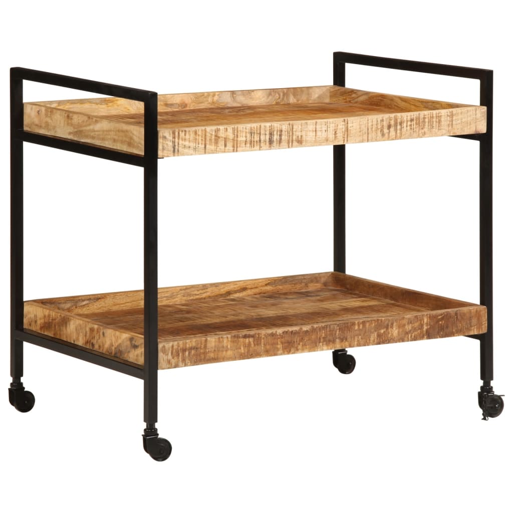 Kitchen Trolley 31.5"x21.7"x27.6" Solid Rough Wood Mango