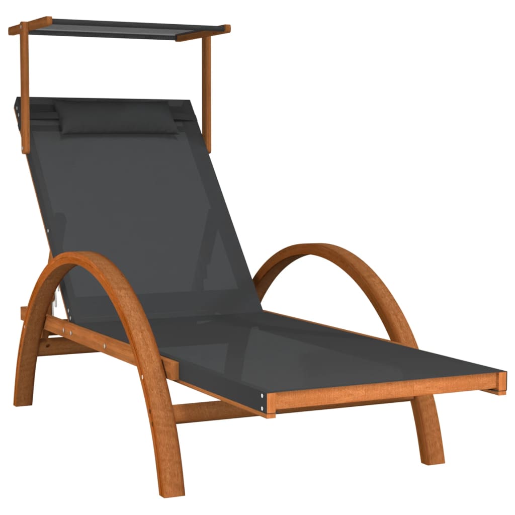 sun-lounger-with-canopy-gray-textilene-and-solid-wood-poplar At Willow and Wine USA!