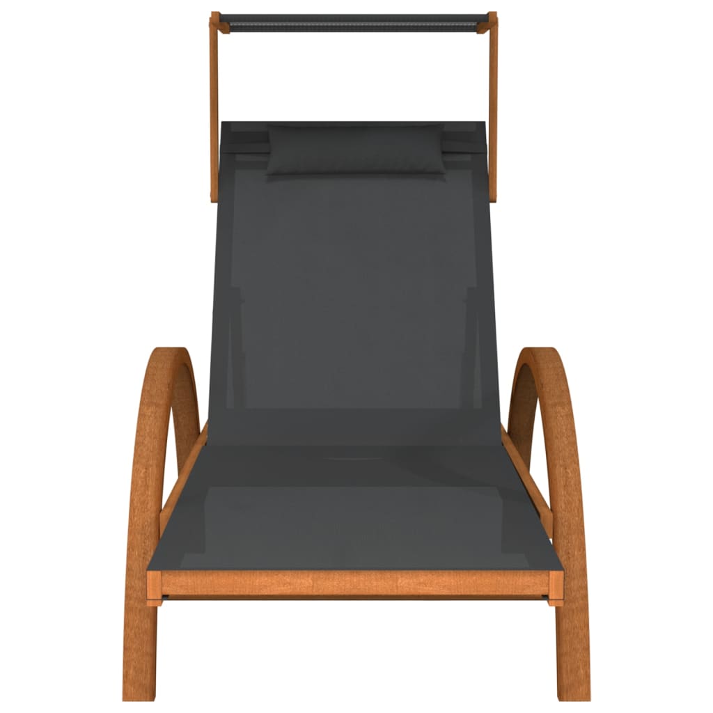 sun-lounger-with-canopy-gray-textilene-and-solid-wood-poplar At Willow and Wine USA!