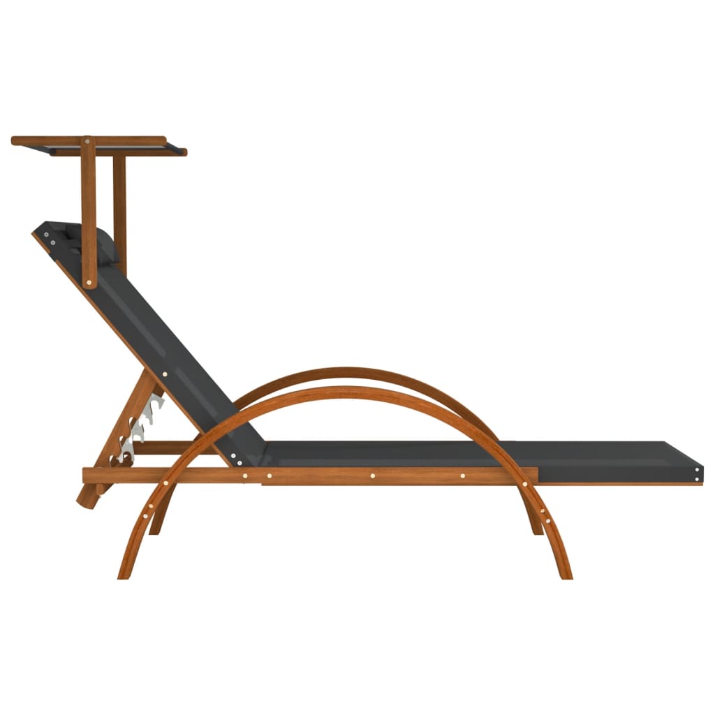 sun-lounger-with-canopy-gray-textilene-and-solid-wood-poplar At Willow and Wine USA!