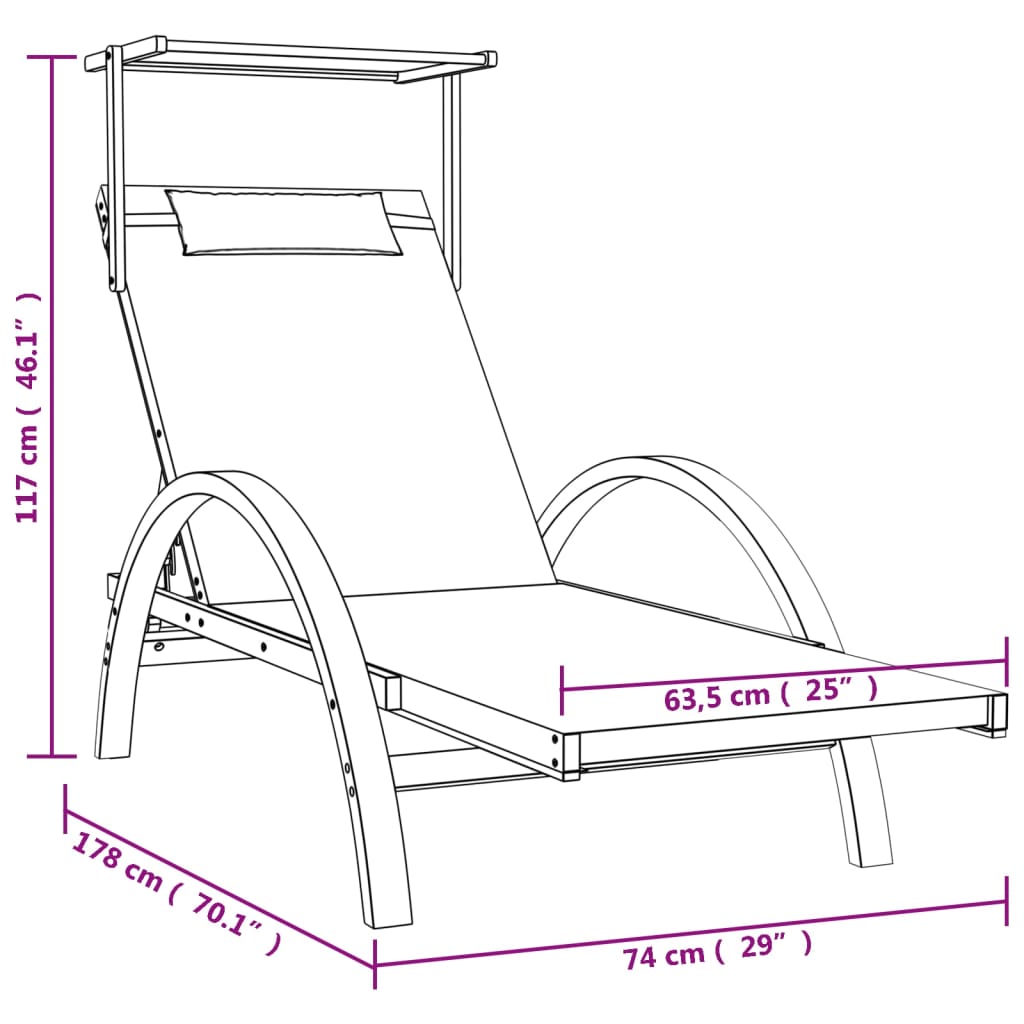 sun-lounger-with-canopy-gray-textilene-and-solid-wood-poplar At Willow and Wine USA!