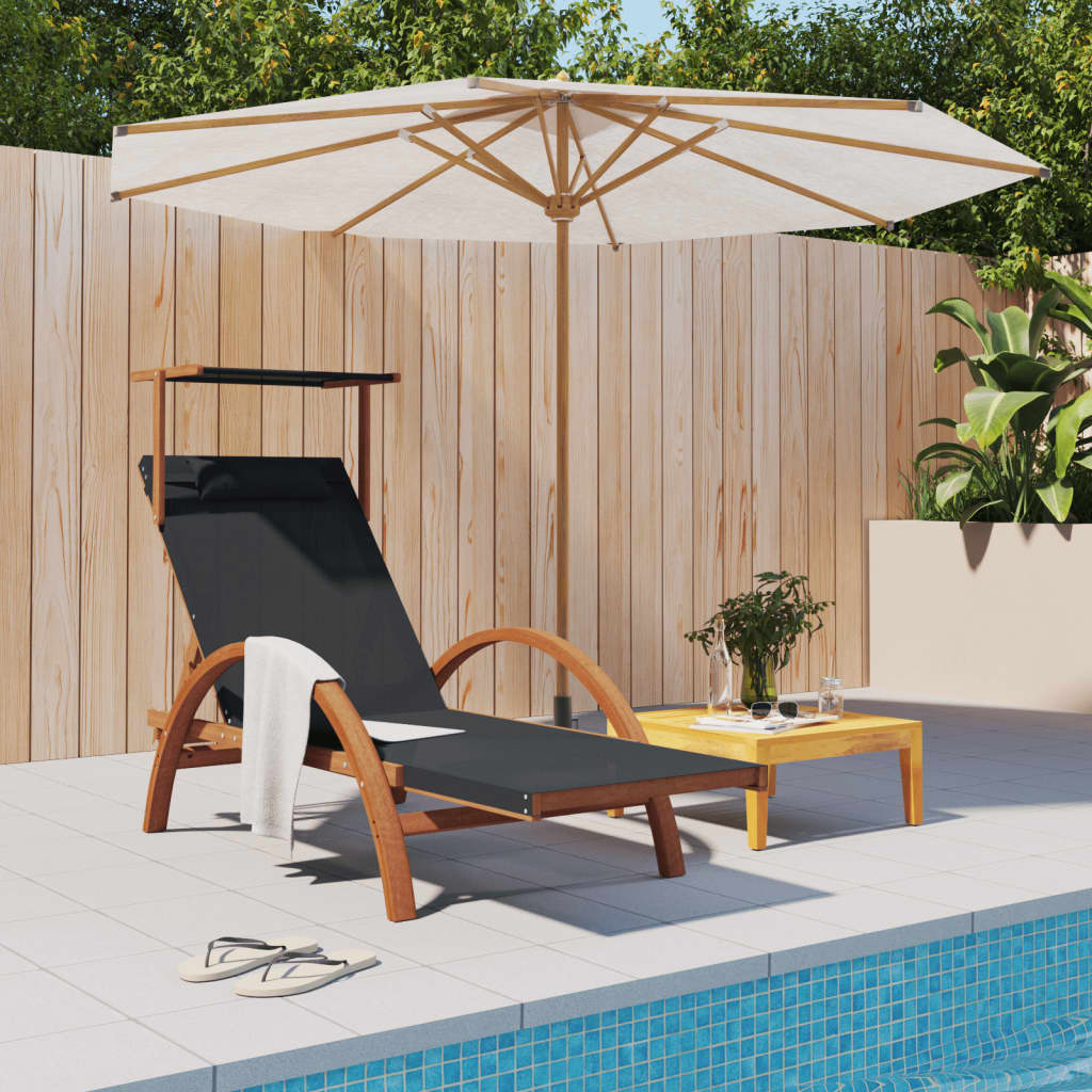 sun-lounger-with-canopy-gray-textilene-and-solid-wood-poplar At Willow and Wine USA!