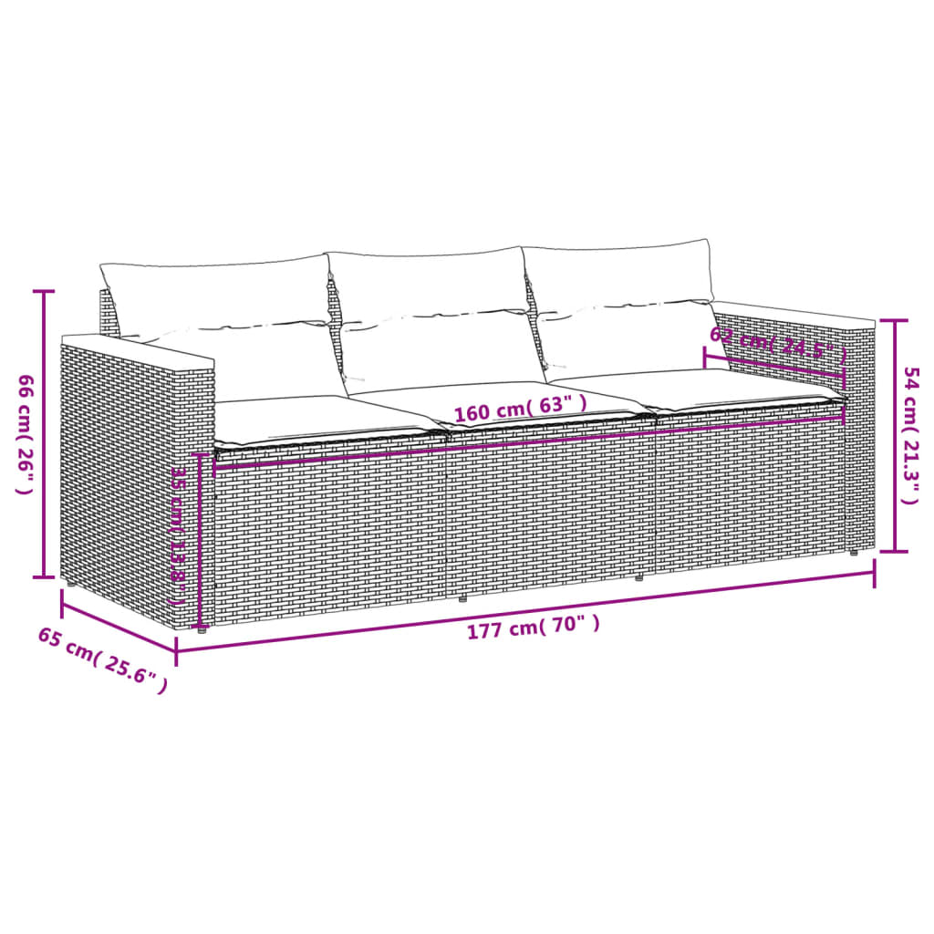 patio-sofa-with-cushions-3-seater-black-poly-rattan-817935 At Willow and Wine USA!