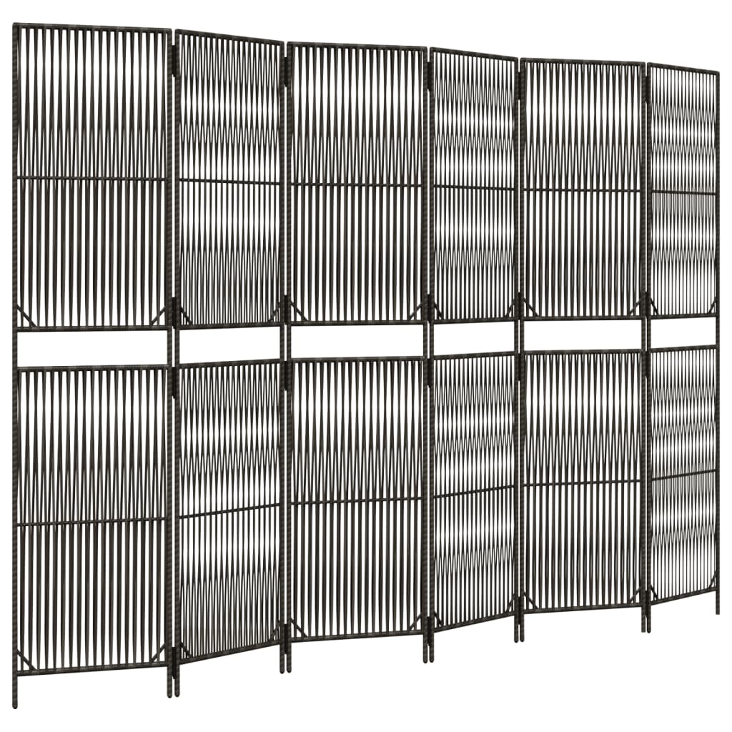 Room Divider 6 Panels Gray Poly Rattan