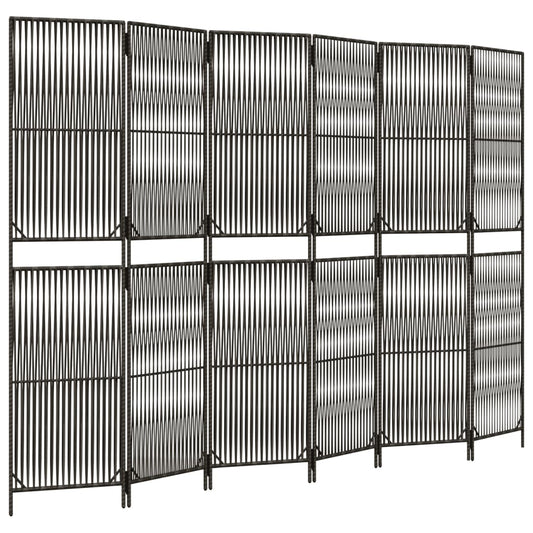 Room Divider 6 Panels Gray Poly Rattan