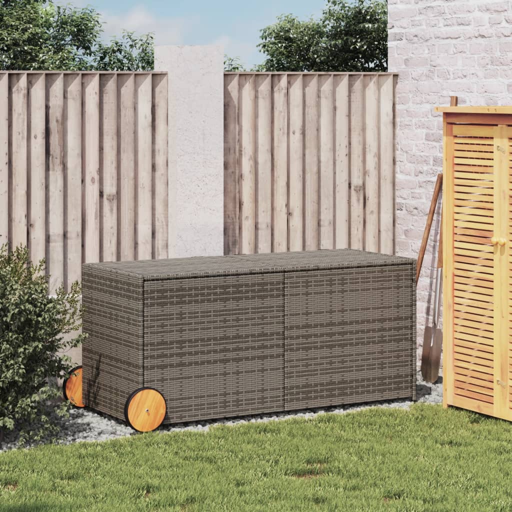 garden-storage-box-with-wheels-gray-74-8-gal-poly-rattan At Willow and Wine USA!