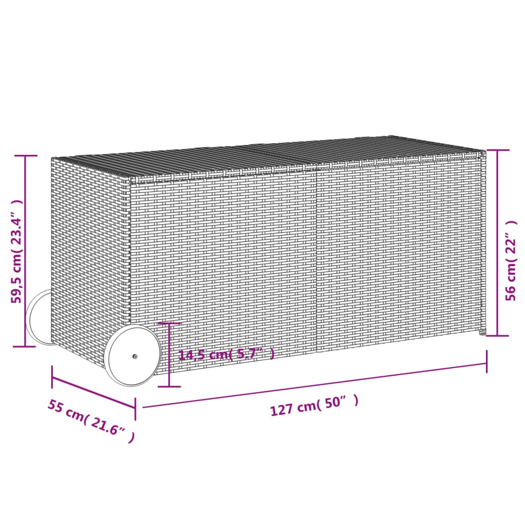 garden-storage-box-with-wheels-gray-74-8-gal-poly-rattan At Willow and Wine USA!