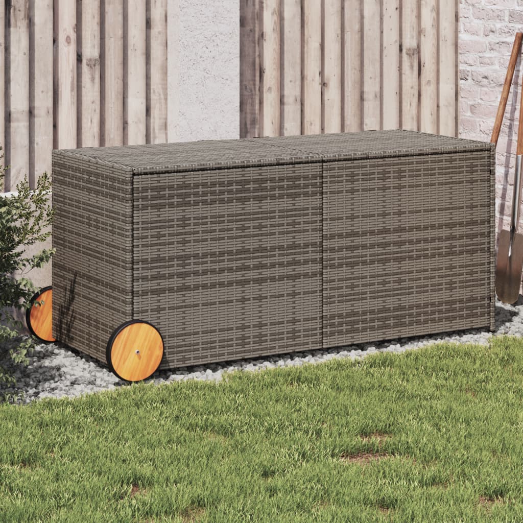 garden-storage-box-with-wheels-gray-74-8-gal-poly-rattan At Willow and Wine USA!