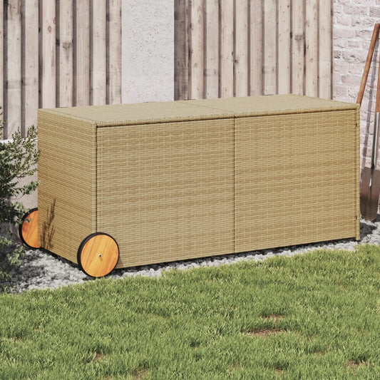 garden-storage-box-with-wheels-mix-beige-74-8-gal-poly-rattan At Willow and Wine USA!