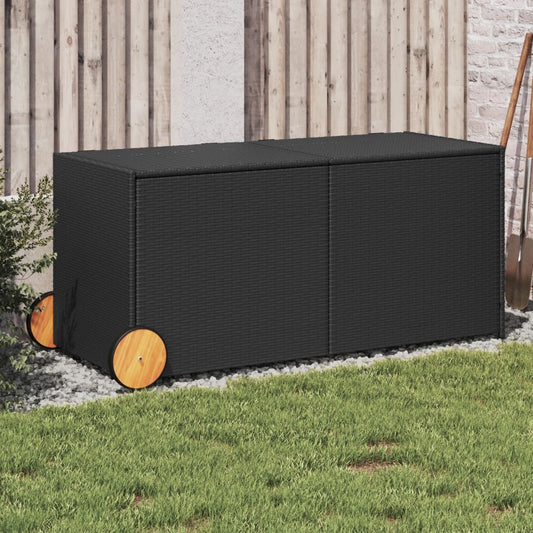 garden-storage-box-with-wheels-black-74-8-gal-poly-rattan At Willow and Wine USA!