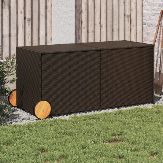 garden-storage-box-with-wheels-brown-74-8-gal-poly-rattan At Willow and Wine USA!