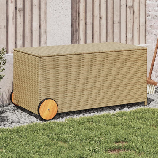 garden-storage-box-with-wheels-mix-beige-50-2-gal-poly-rattan At Willow and Wine USA!