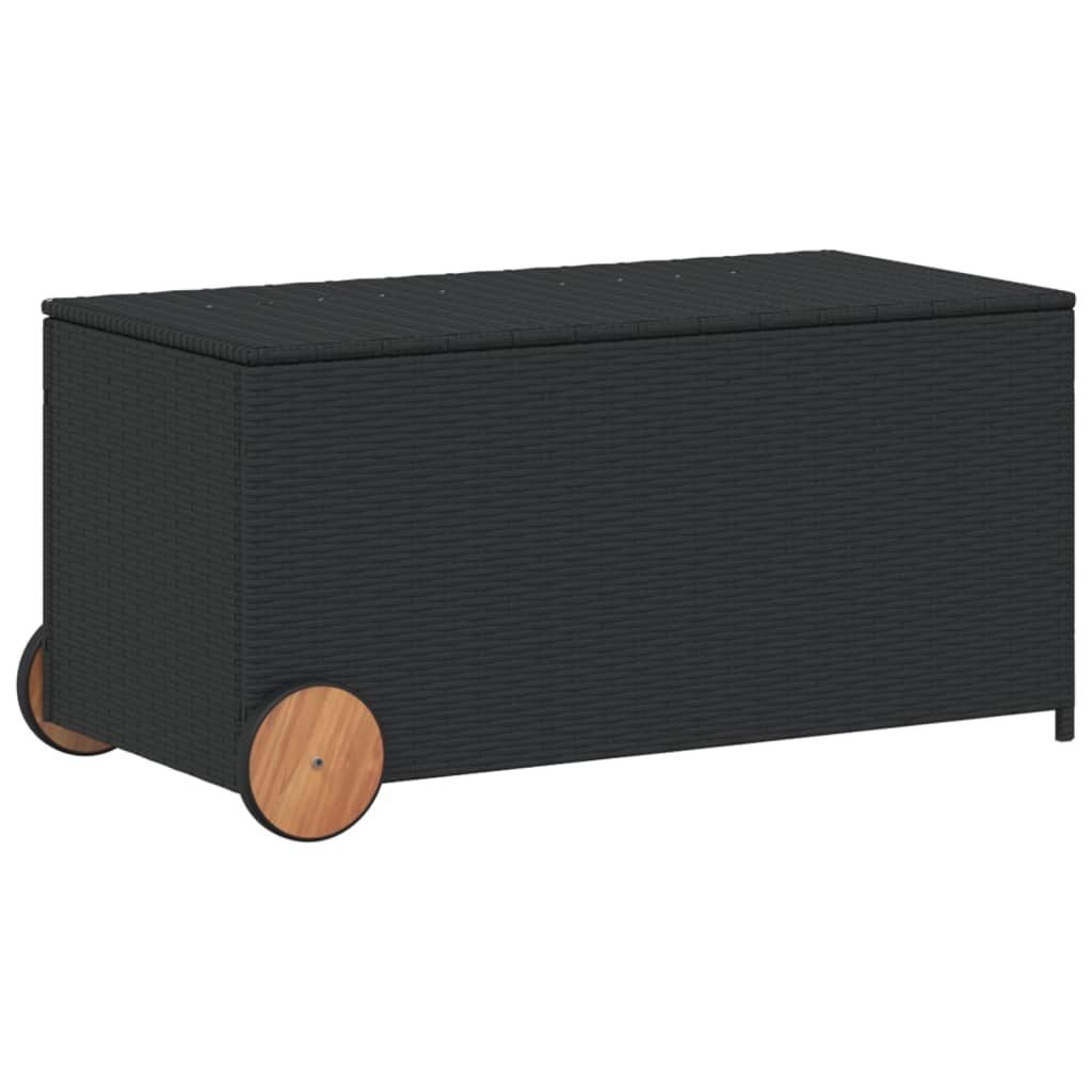 garden-storage-box-with-wheels-black-50-2-gal-poly-rattan At Willow and Wine USA!