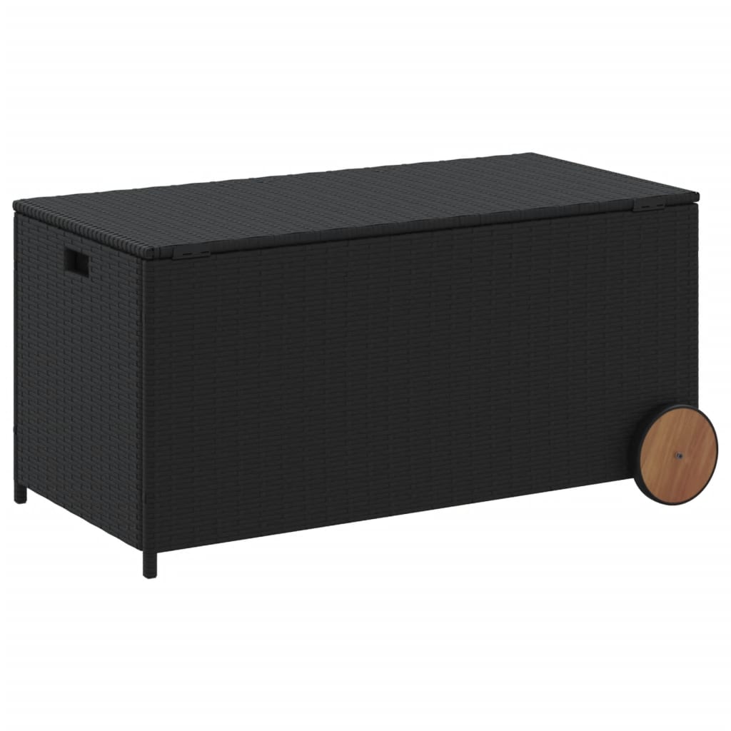 garden-storage-box-with-wheels-black-50-2-gal-poly-rattan At Willow and Wine USA!