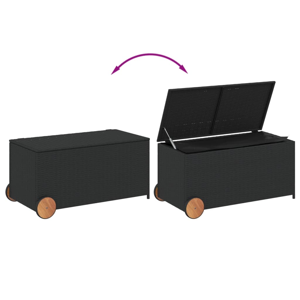 garden-storage-box-with-wheels-black-50-2-gal-poly-rattan At Willow and Wine USA!