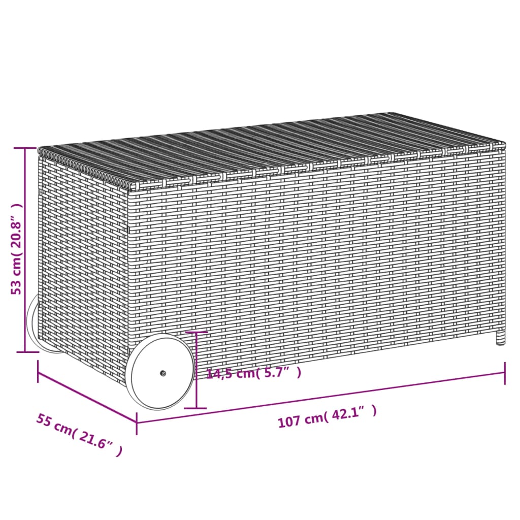 garden-storage-box-with-wheels-black-50-2-gal-poly-rattan At Willow and Wine USA!