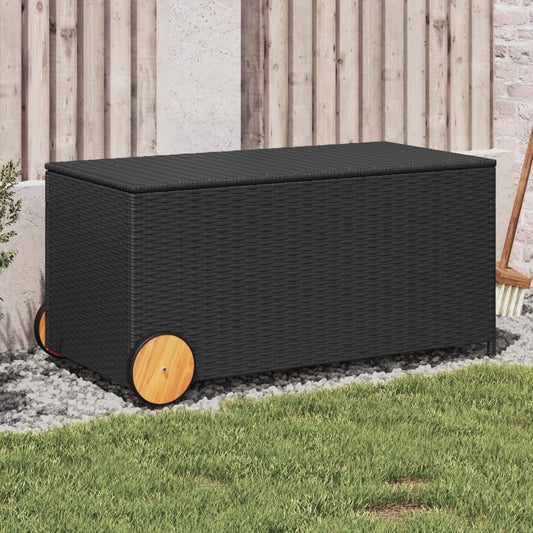 garden-storage-box-with-wheels-black-50-2-gal-poly-rattan At Willow and Wine USA!