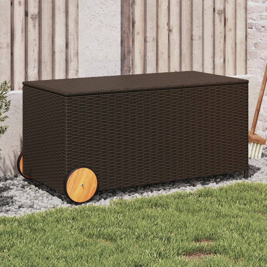 garden-storage-box-with-wheels-brown-50-2-gal-poly-rattan At Willow and Wine USA!