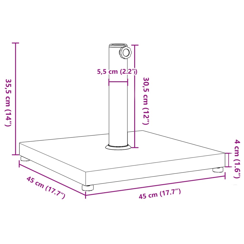 Parasol Base for ��1.3"/1.5"/1.9" Poles 39.7 lb Square