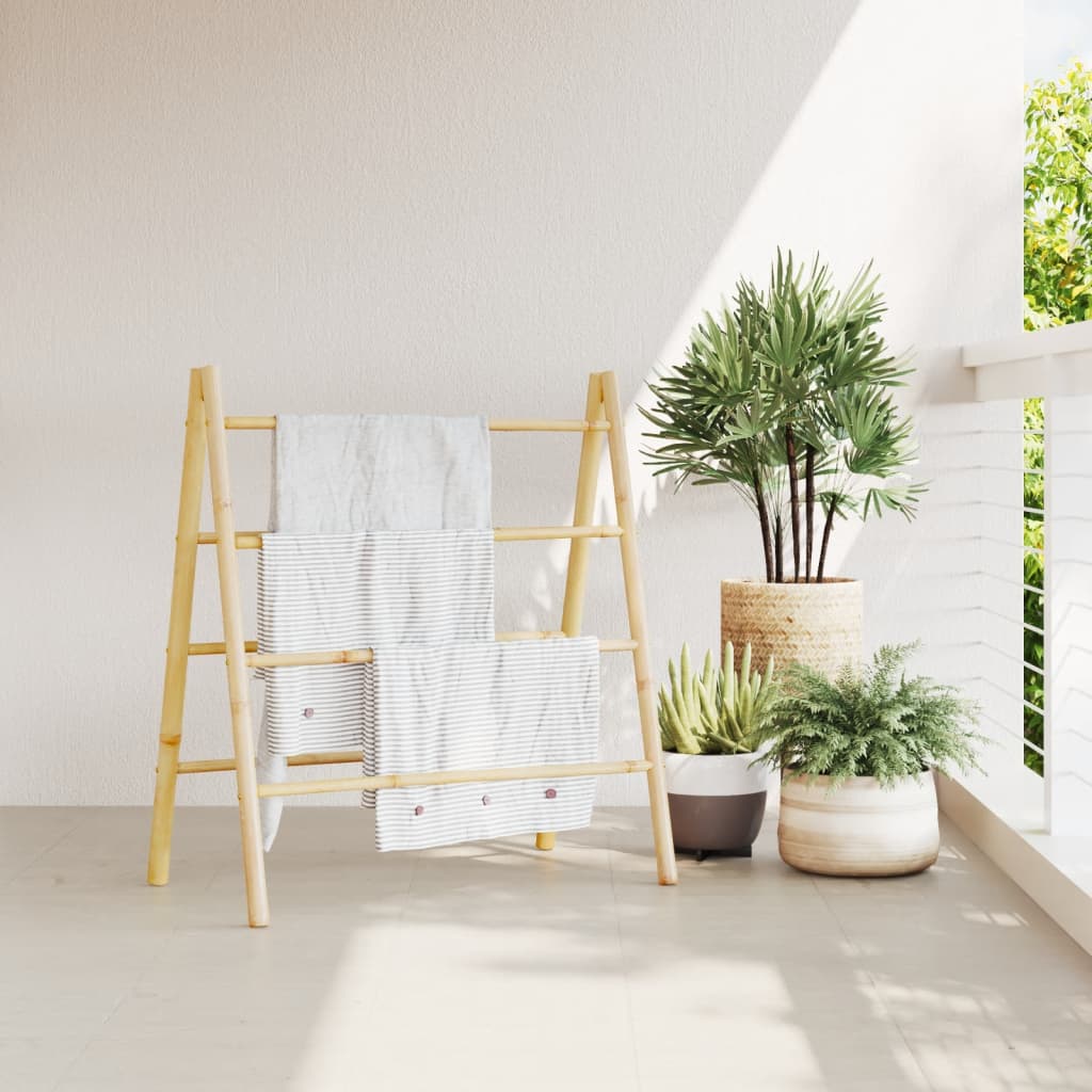 Double Towel Ladder with 4 Rungs 35.4"x19.7"x39.4" Bamboo