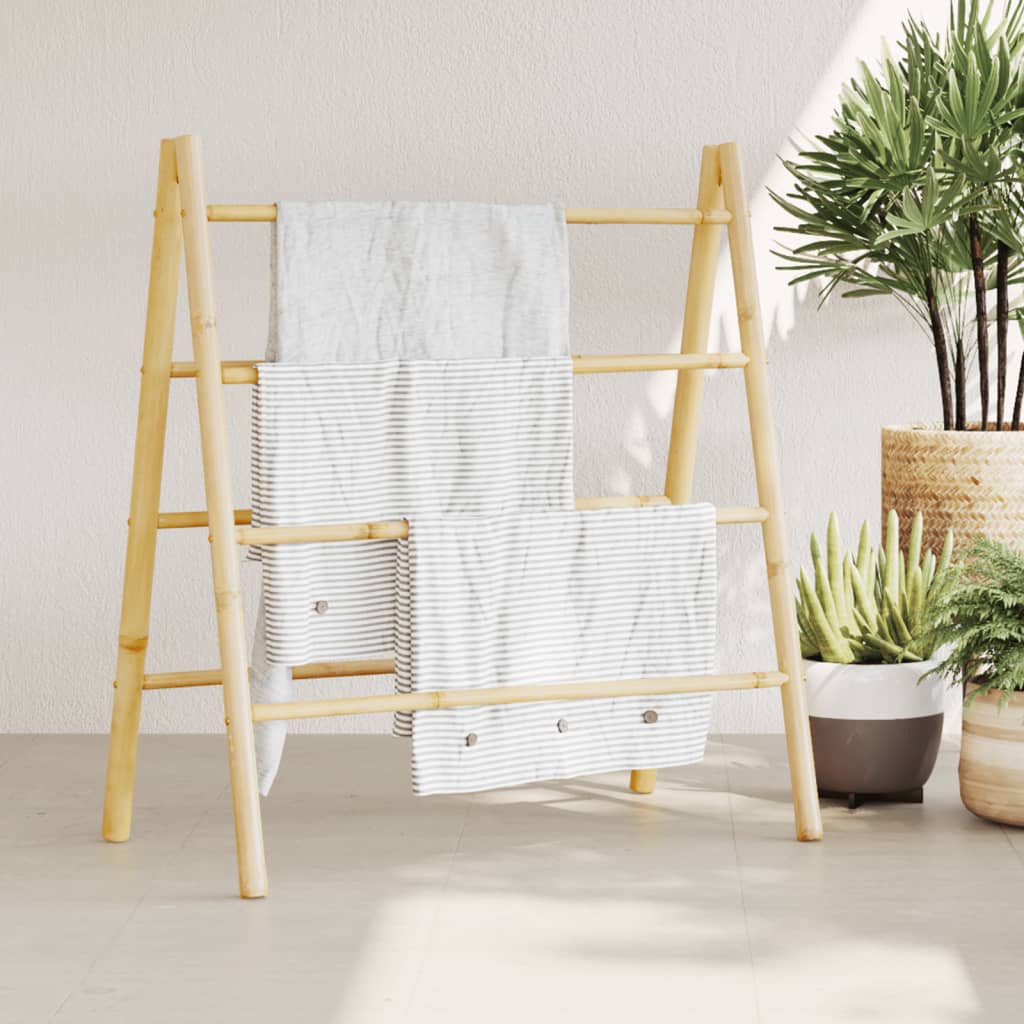 Double Towel Ladder with 4 Rungs 35.4"x19.7"x39.4" Bamboo