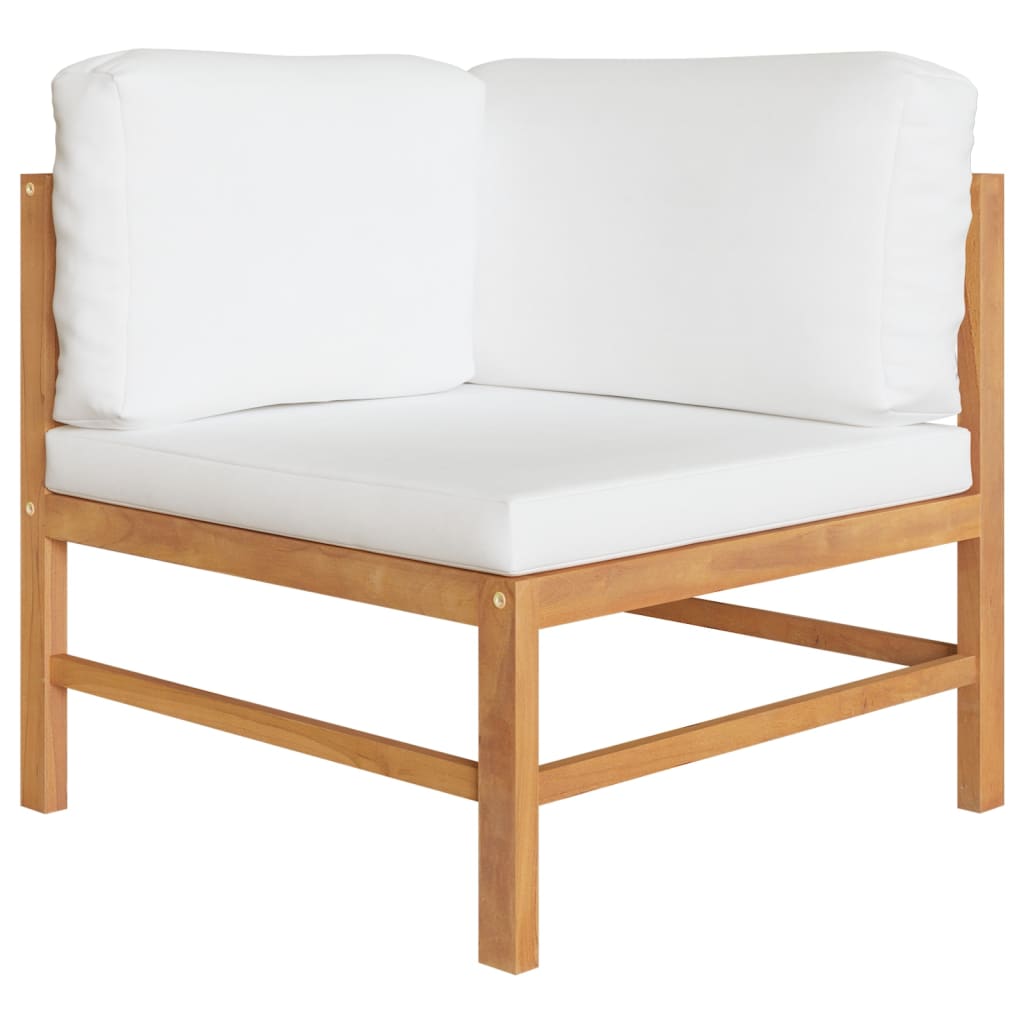 2-seater-patio-bench-with-cream-cushions-solid-teak-wood At Willow and Wine USA!