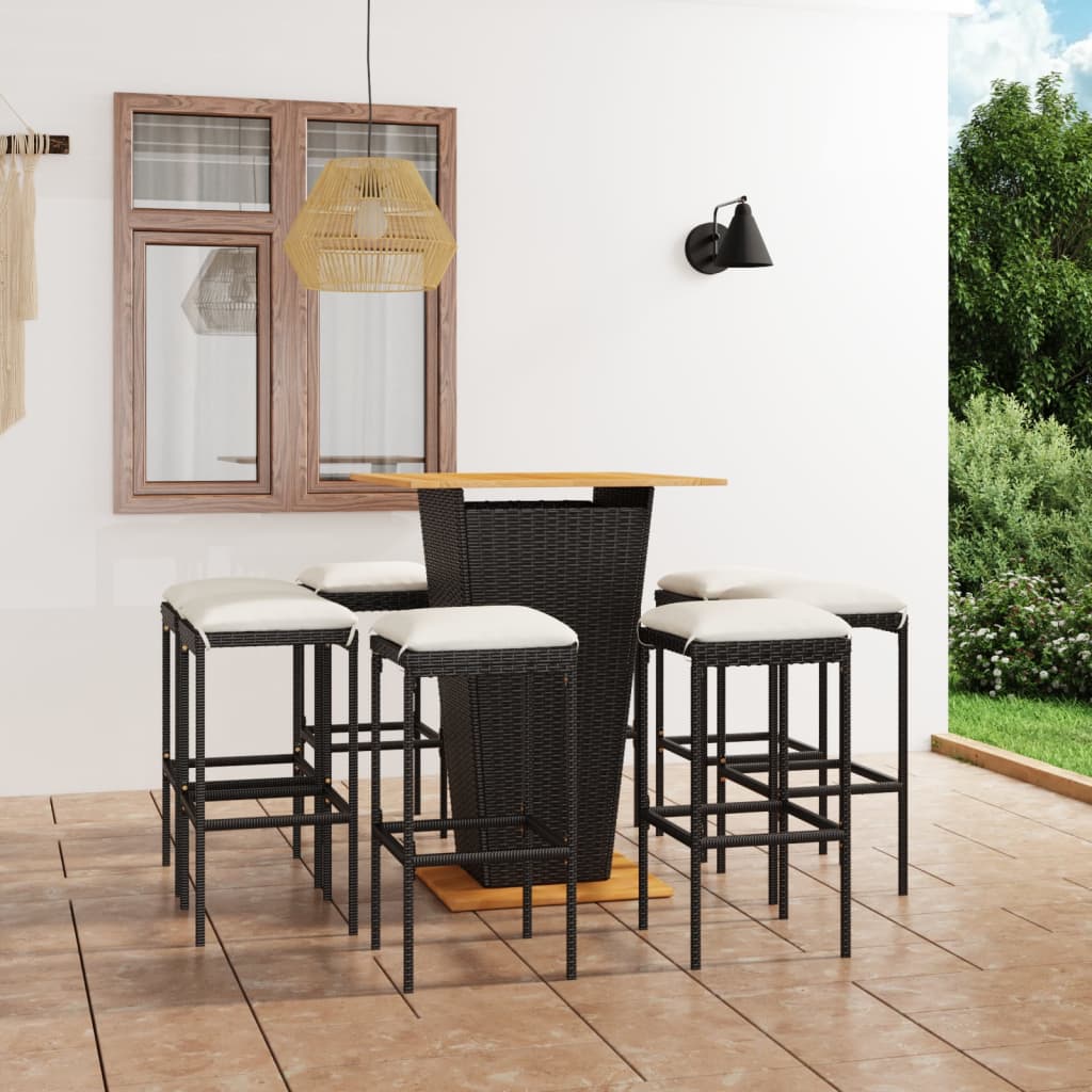 3-piece-patio-bar-set-with-cushions-poly-rattan-black-2 At Willow and Wine USA!