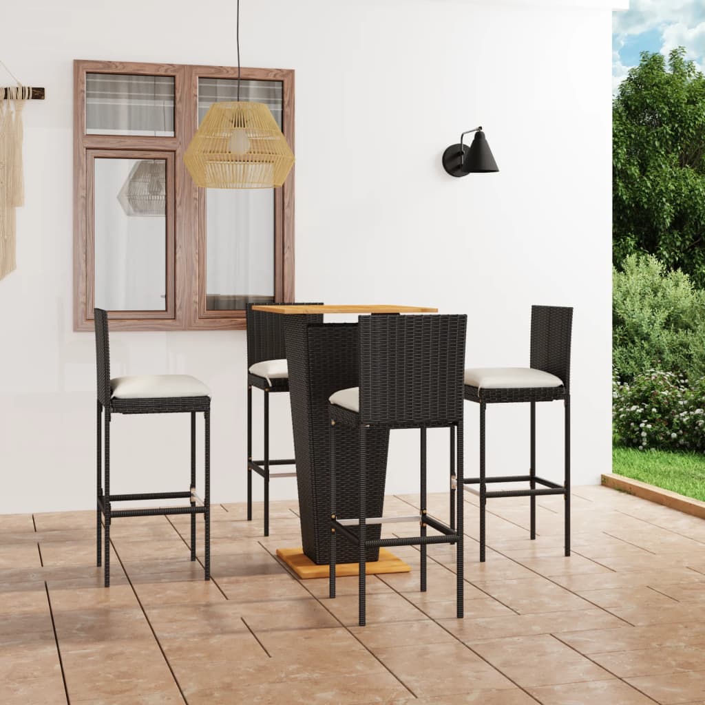 3-piece-patio-bar-set-with-cushions-poly-rattan-black-3 At Willow and Wine USA!