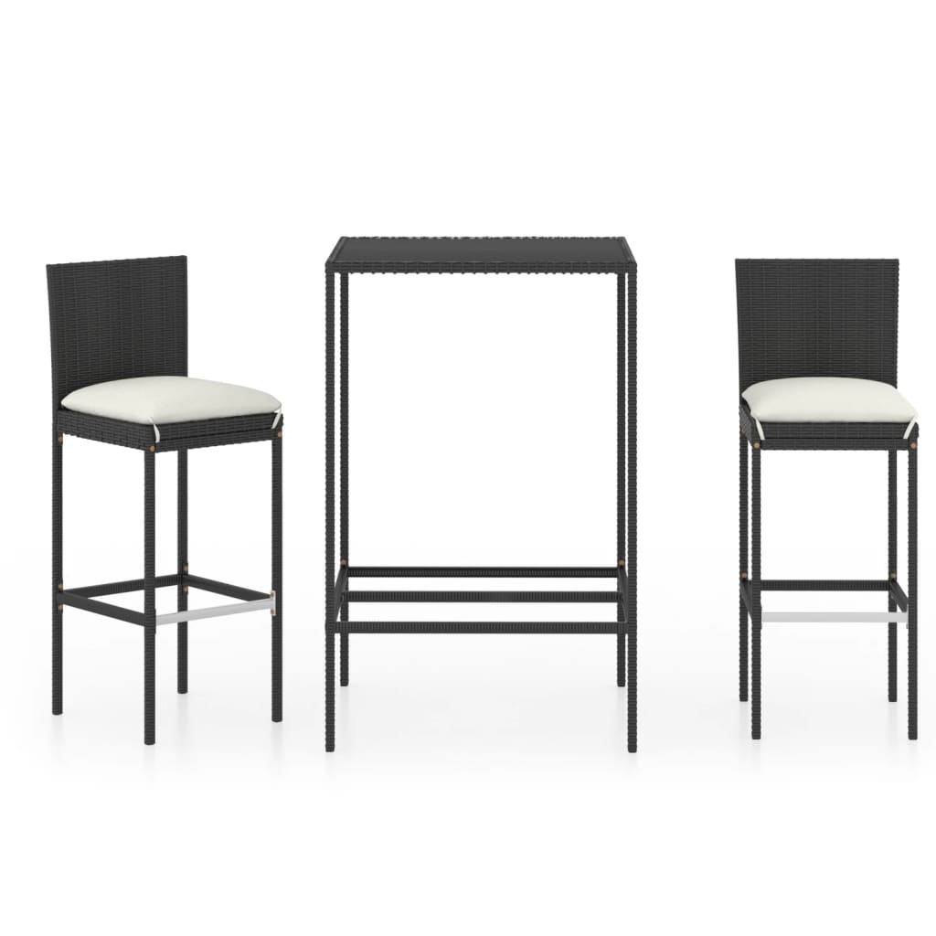 3-piece-patio-bar-set-with-cushions-poly-rattan-black At Willow and Wine USA!