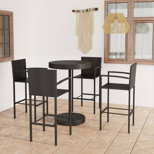 5-piece-patio-bar-set-poly-rattan-black At Willow and Wine USA!