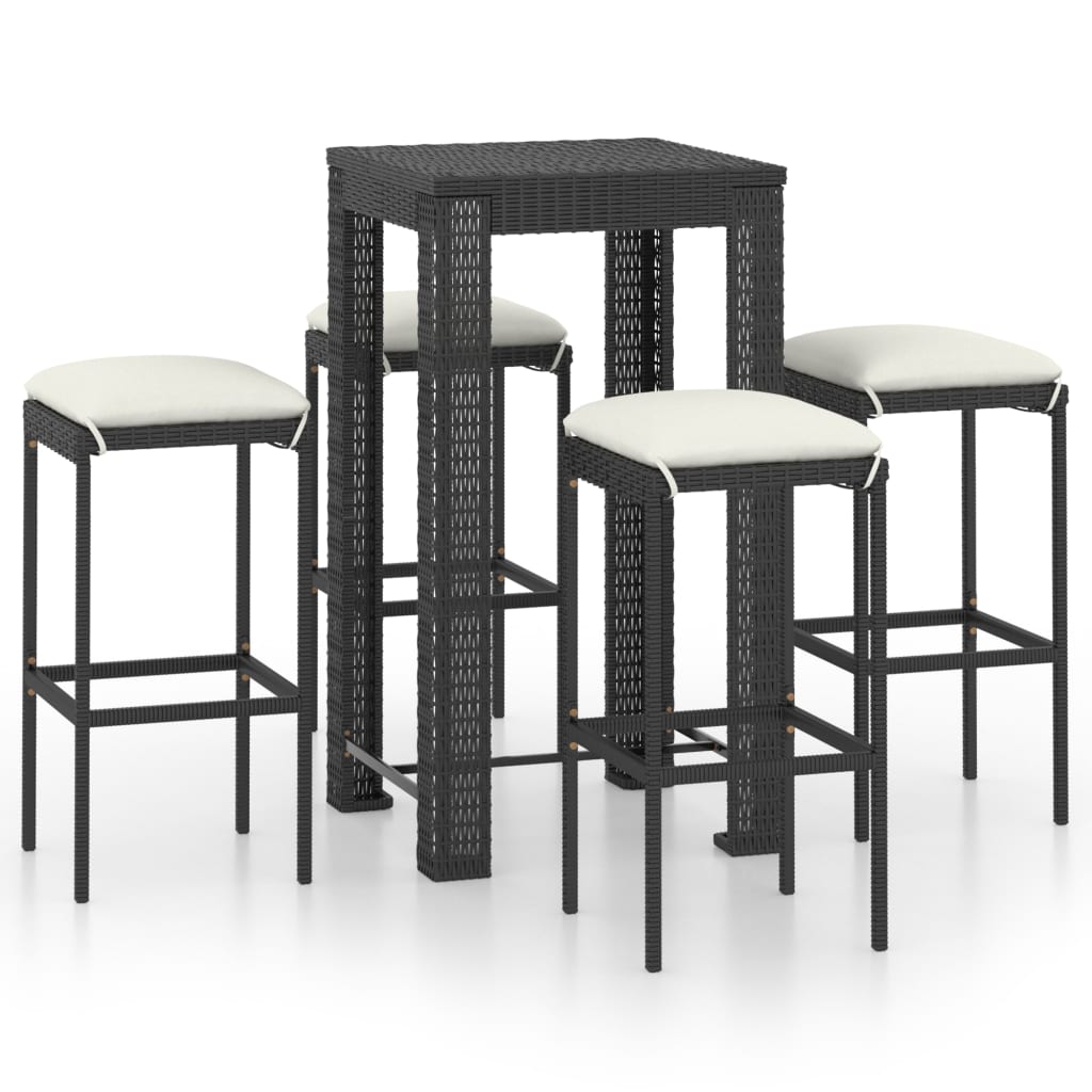 5-piece-patio-bar-set-with-cushions-poly-rattan-black-4 At Willow and Wine USA!
