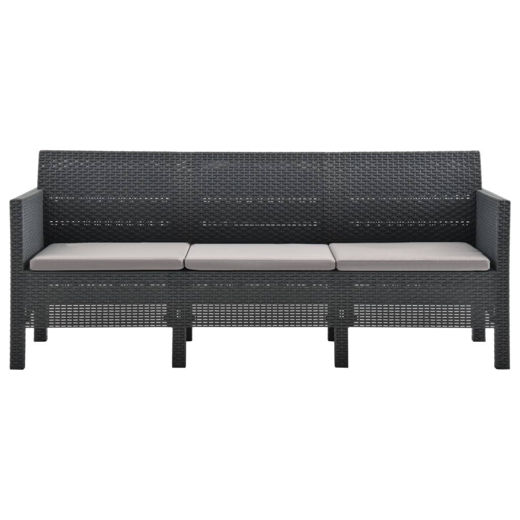 3-seater-patio-sofa-with-cushions-anthracite-pp-rattan At Willow and Wine USA!