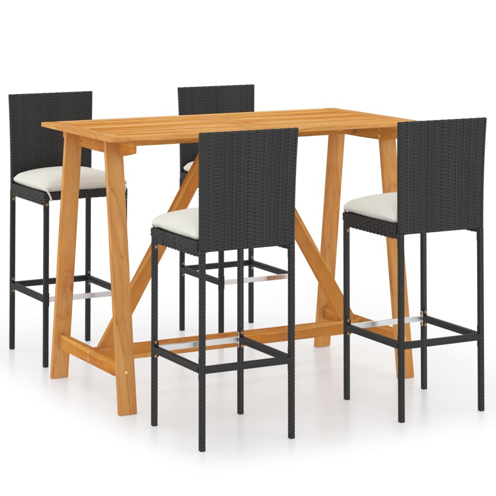 5-piece-patio-bar-set-with-cushions-black At Willow and Wine USA!