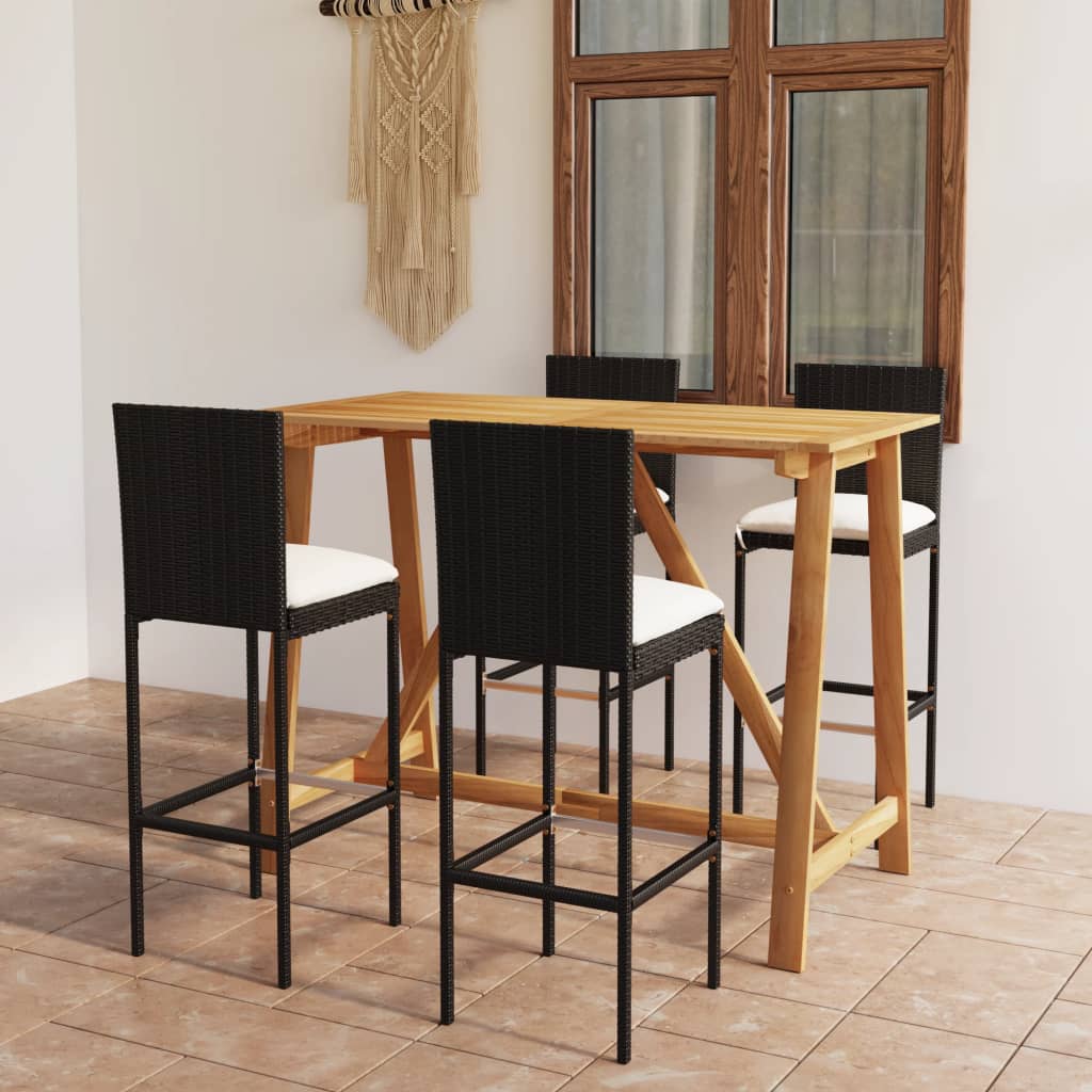 5-piece-patio-bar-set-with-cushions-black At Willow and Wine USA!