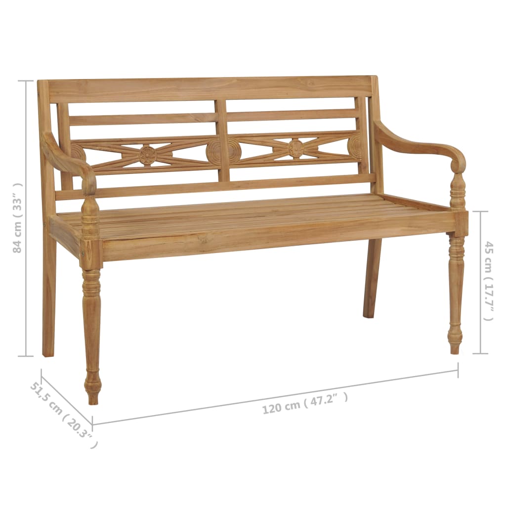 batavia-bench-with-anthracite-cushion-47-2-solid-teak-wood At Willow and Wine USA!