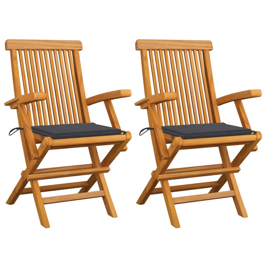 patio-chairs-with-anthracite-cushions-2-pcs-solid-teak-wood At Willow and Wine USA!