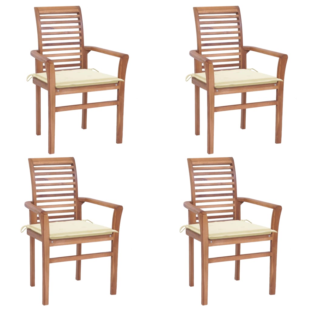 stackable-patio-chairs-with-cushions-4-pcs-solid-teak-wood At Willow and Wine USA!