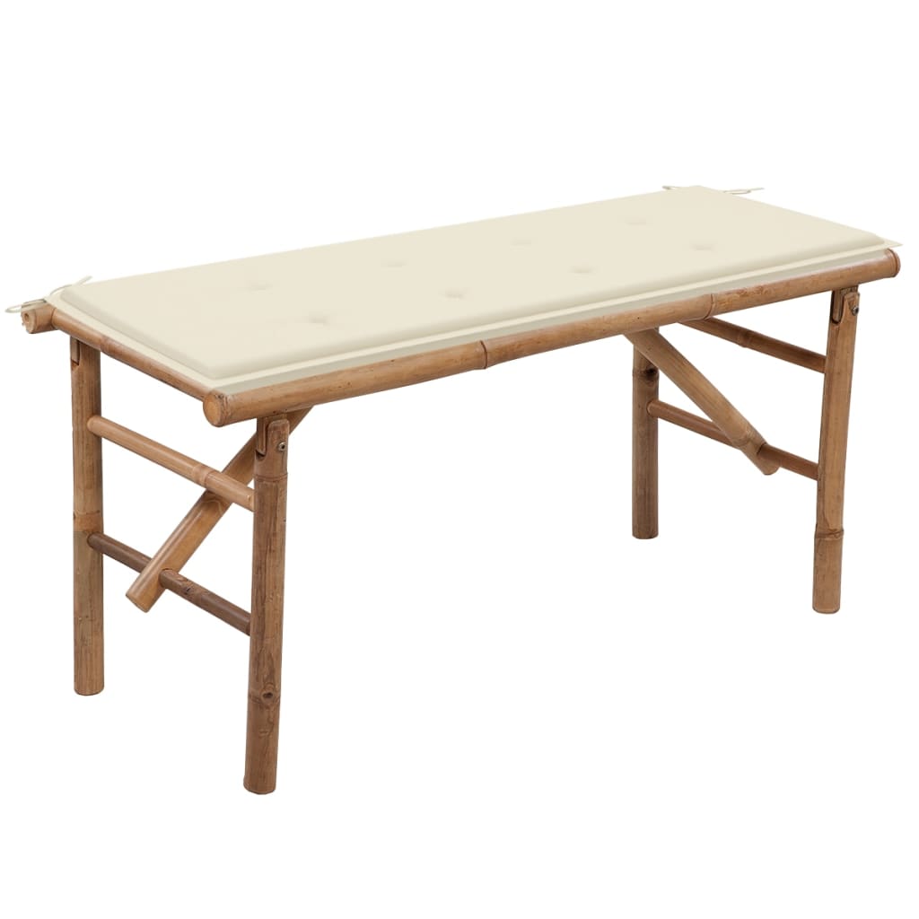 folding-patio-bench-with-cushion-46-5-bamboo At Willow and Wine USA!