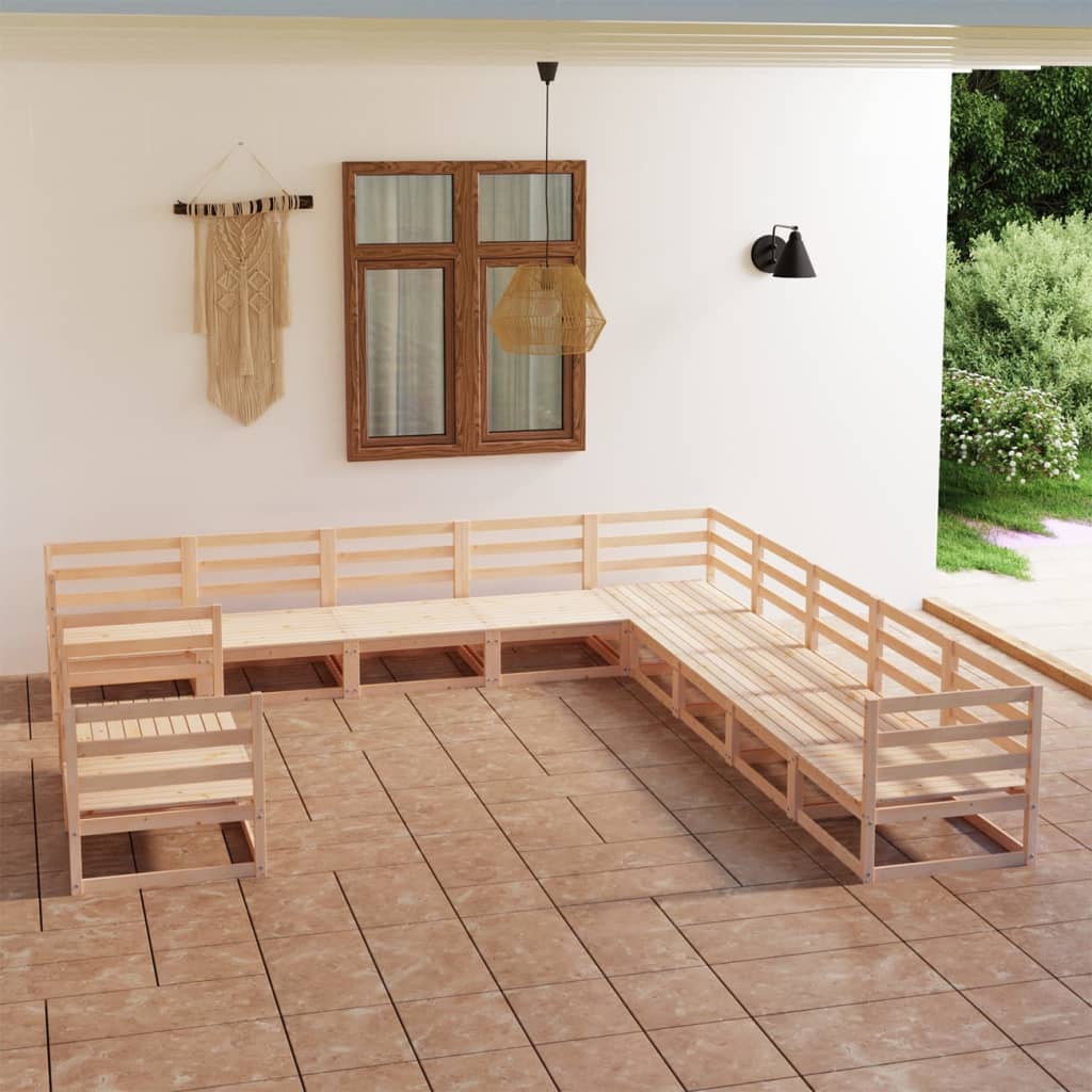 11-piece-patio-lounge-set-with-cushions-solid-wood-pine At Willow and Wine USA!