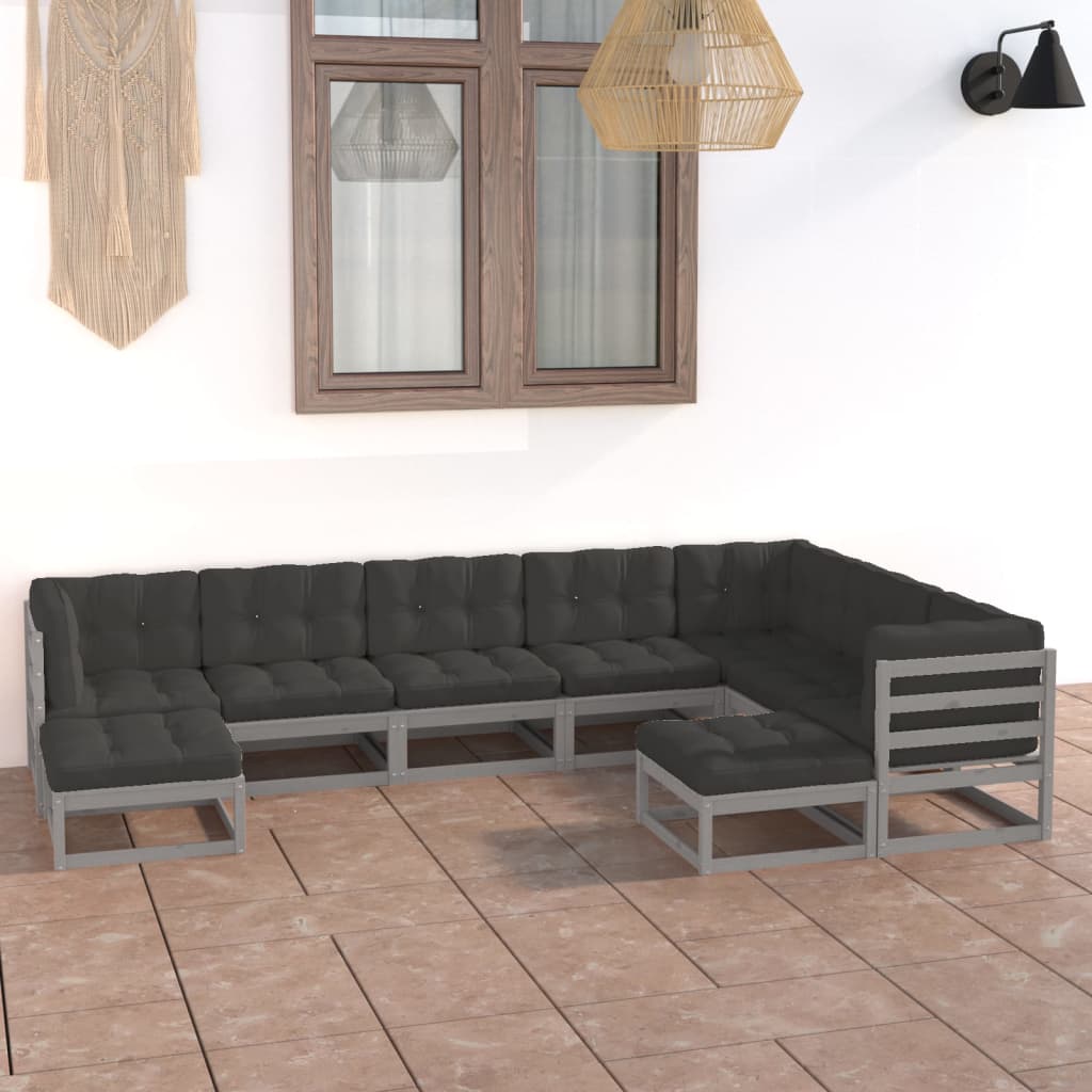 9-piece-patio-lounge-set-with-cushions-solid-wood-pine-5 At Willow and Wine USA!