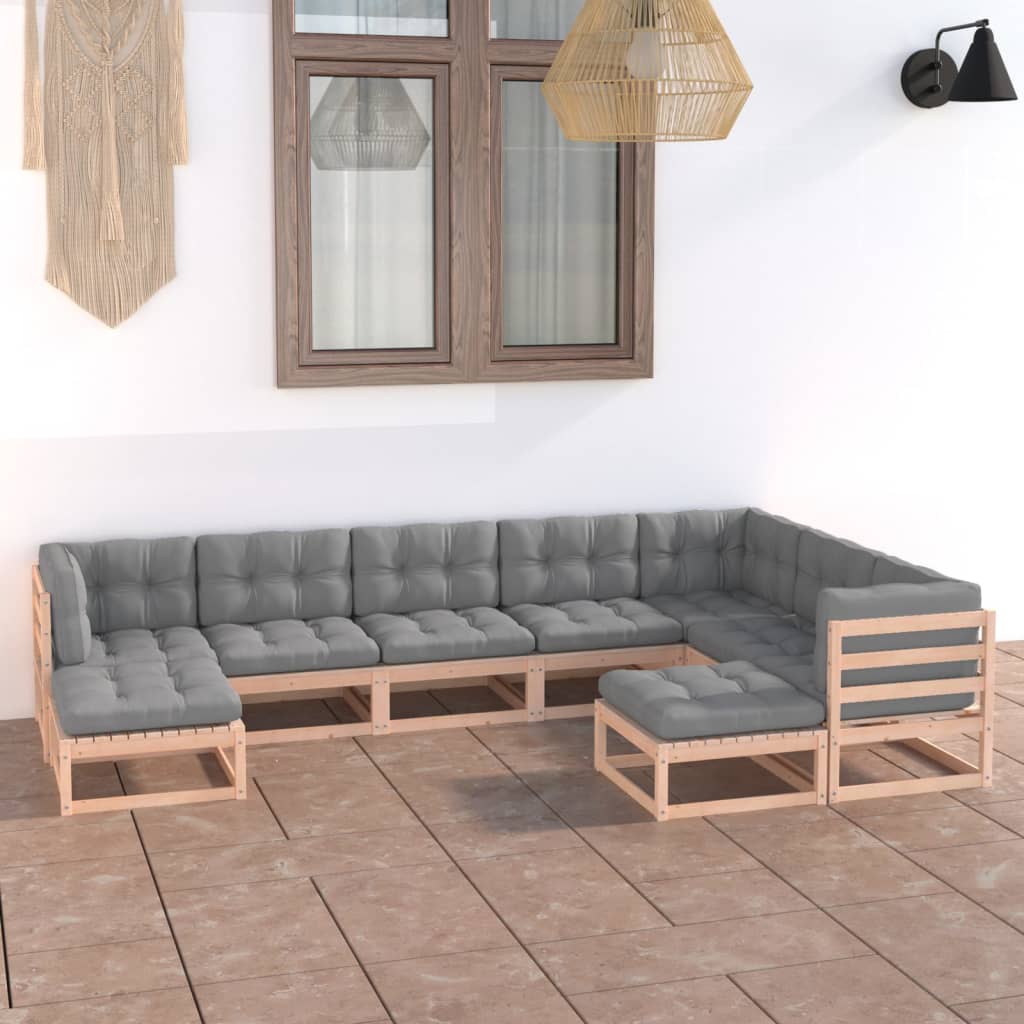 9-piece-patio-lounge-set-with-cushions-solid-wood-pine-5 At Willow and Wine USA!