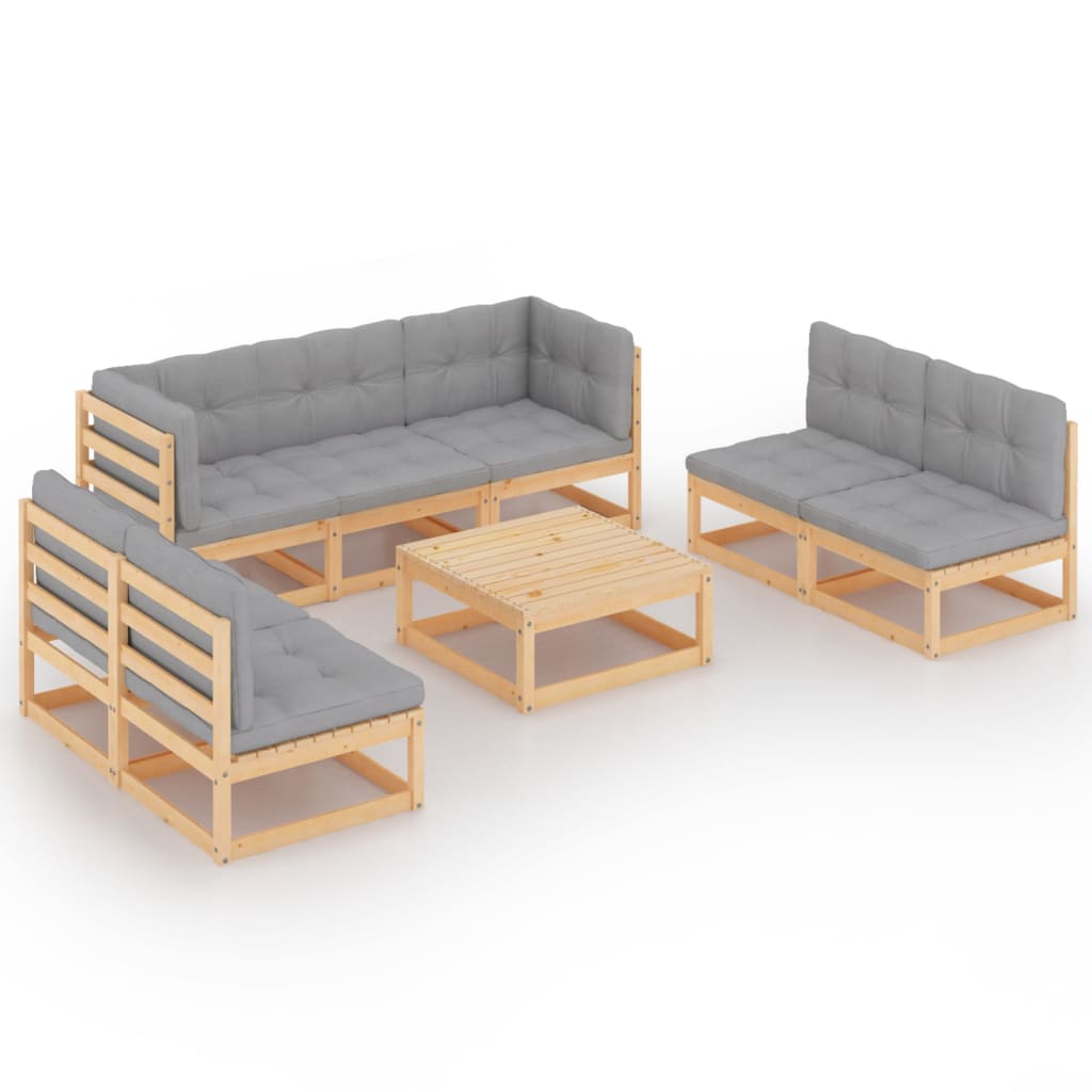 8-piece-patio-lounge-set-with-cushions-solid-wood-pine-9 At Willow and Wine USA!