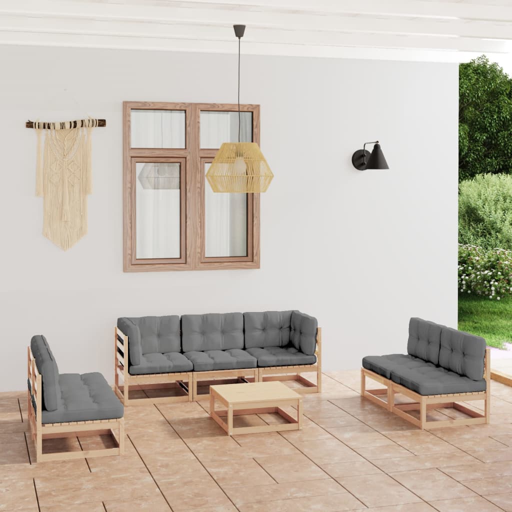 8-piece-patio-lounge-set-with-cushions-solid-wood-pine-9 At Willow and Wine USA!