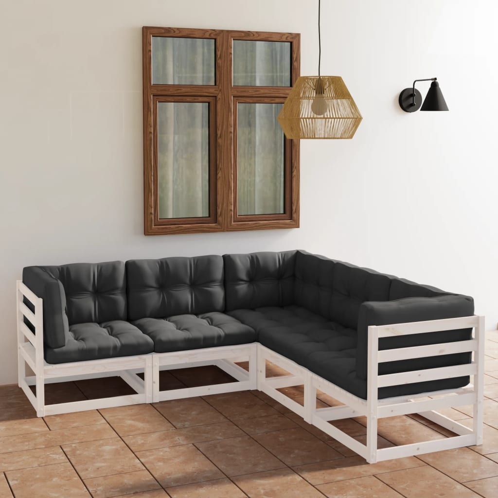 5-piece-patio-lounge-set-with-cushions-solid-wood-pine-6 At Willow and Wine USA!